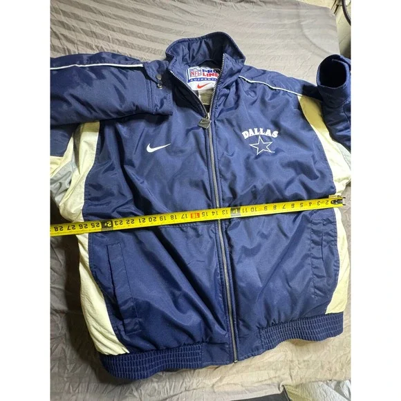 Vintage Nike NFL Pro Line Dallas Cowboys Puffer Jacket Navy Blue XL H60106 TMS - Picture 10 of 11